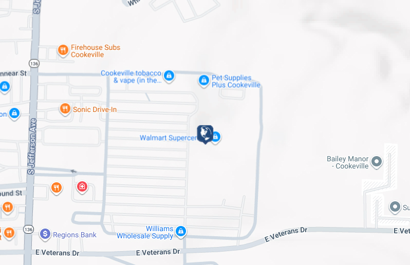 Click to view Cookeville Walmart branch and ATM location