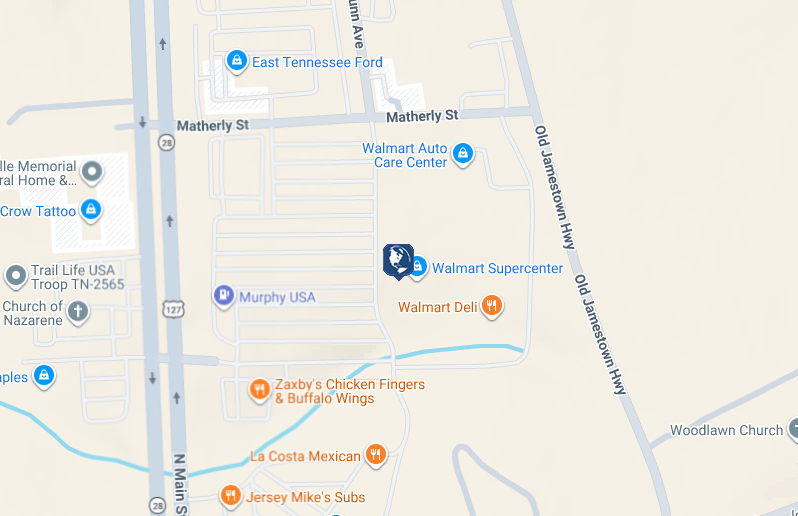 Click to view Crossville Walmart branch and ATM location