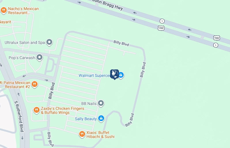 Click to view Rutherford Walmart branch and ATM location