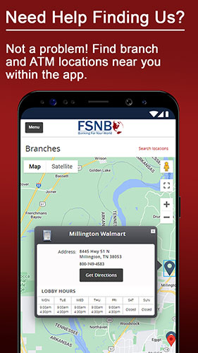 Need help finding us? Not a problem! Find branch and ATM locations near you within the app.